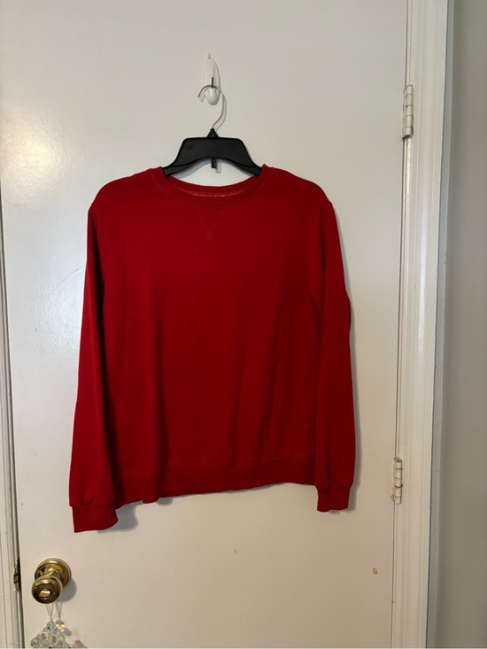 stars above Tops - stars above Red Crewneck Sweatshirt with Gold Trim